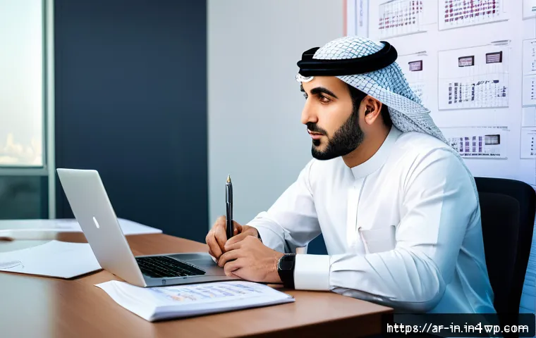기회 감지를 위한 자기 진단 체크리스트 - A professional Middle Eastern man in his early 30s, dressed in modern business attire with subtle tr...