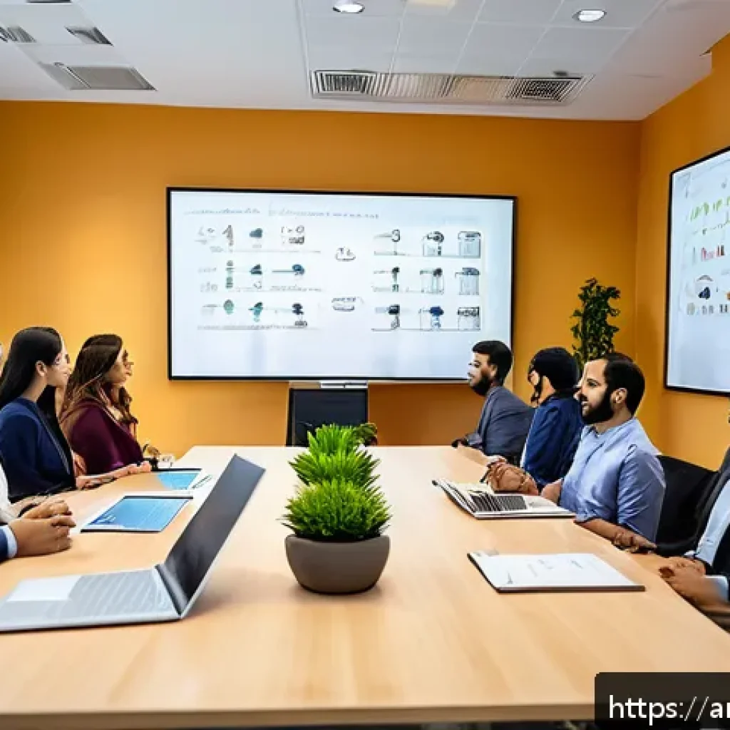 기회 포착을 위한 비즈니스 트렌드 - A modern Arab office environment showcasing a diverse team of professional employees engaged in a br...