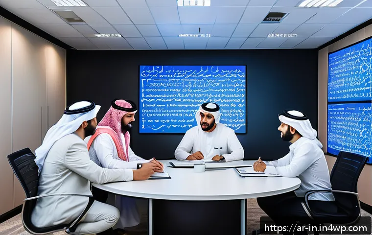 기회 포착 역량을 위한 조직 내 경험 - A professional Middle Eastern office environment featuring a diverse group of Arabic-speaking collea...