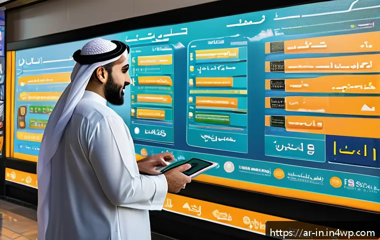 기회 포착을 위한 창업 아이디어 발굴법 - A modern digital marketplace scene in a Middle Eastern city, featuring diverse Arabic-speaking entre...